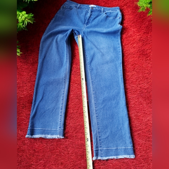 Northern Reflections Fringed Hem Ankle Length Mid Rise Denim Jeans ๐ - Picture 9 of 9